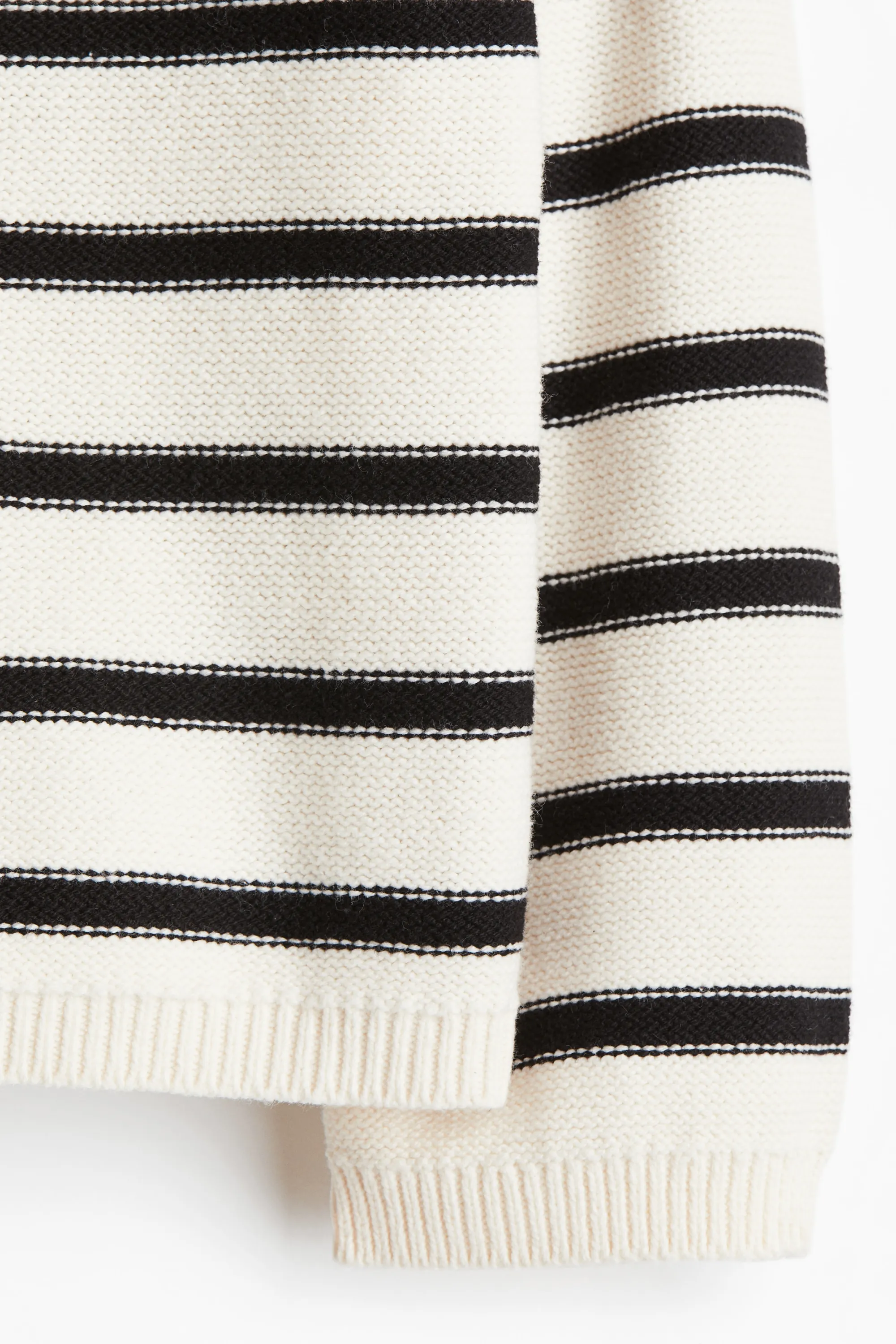 Pull en maille envers avec encolure bateau - Crème/rayé