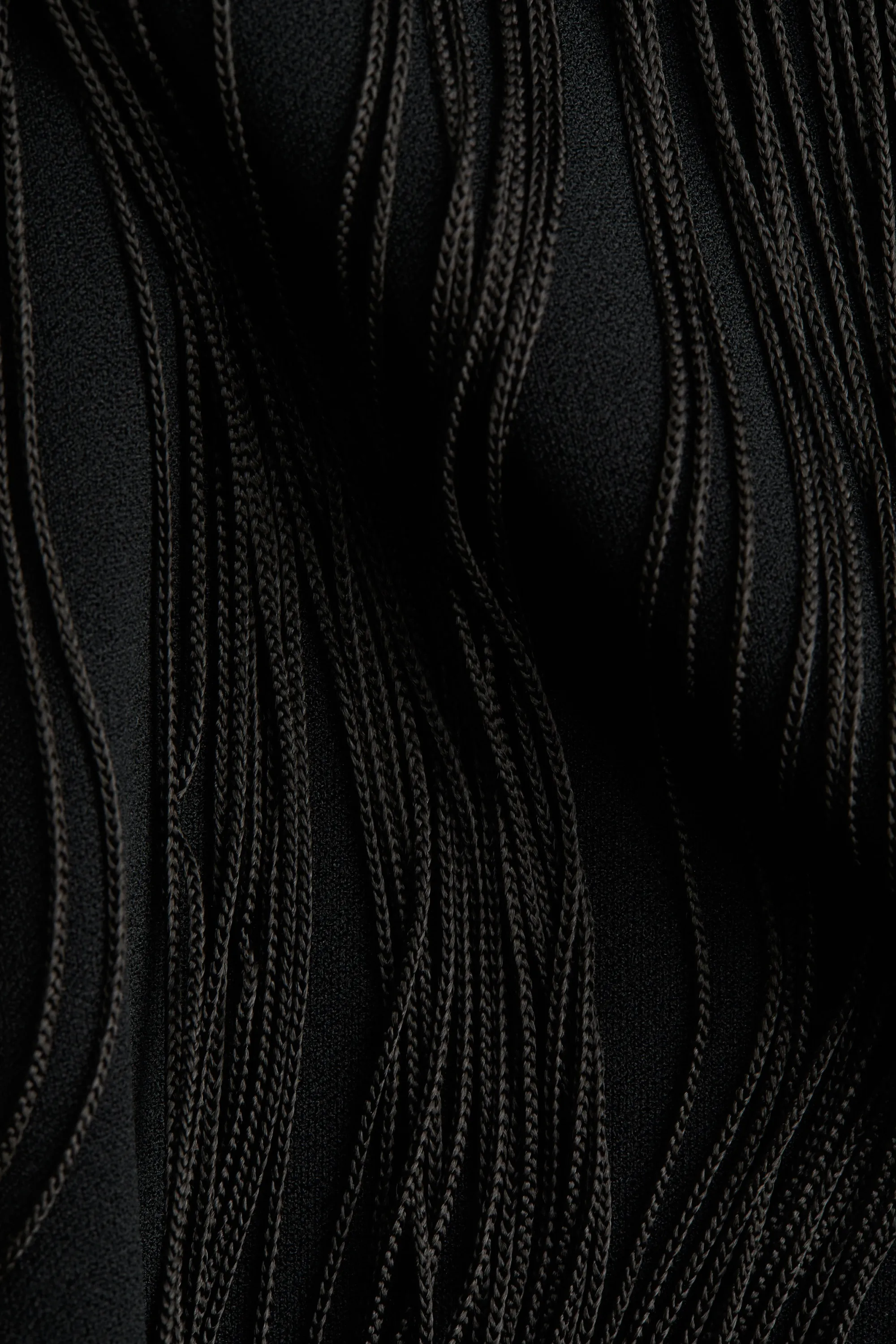 Top asymétrique à franges - Noir