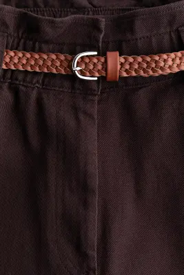 Pantalon barrel avec ceinture - Marron foncé — photo 5