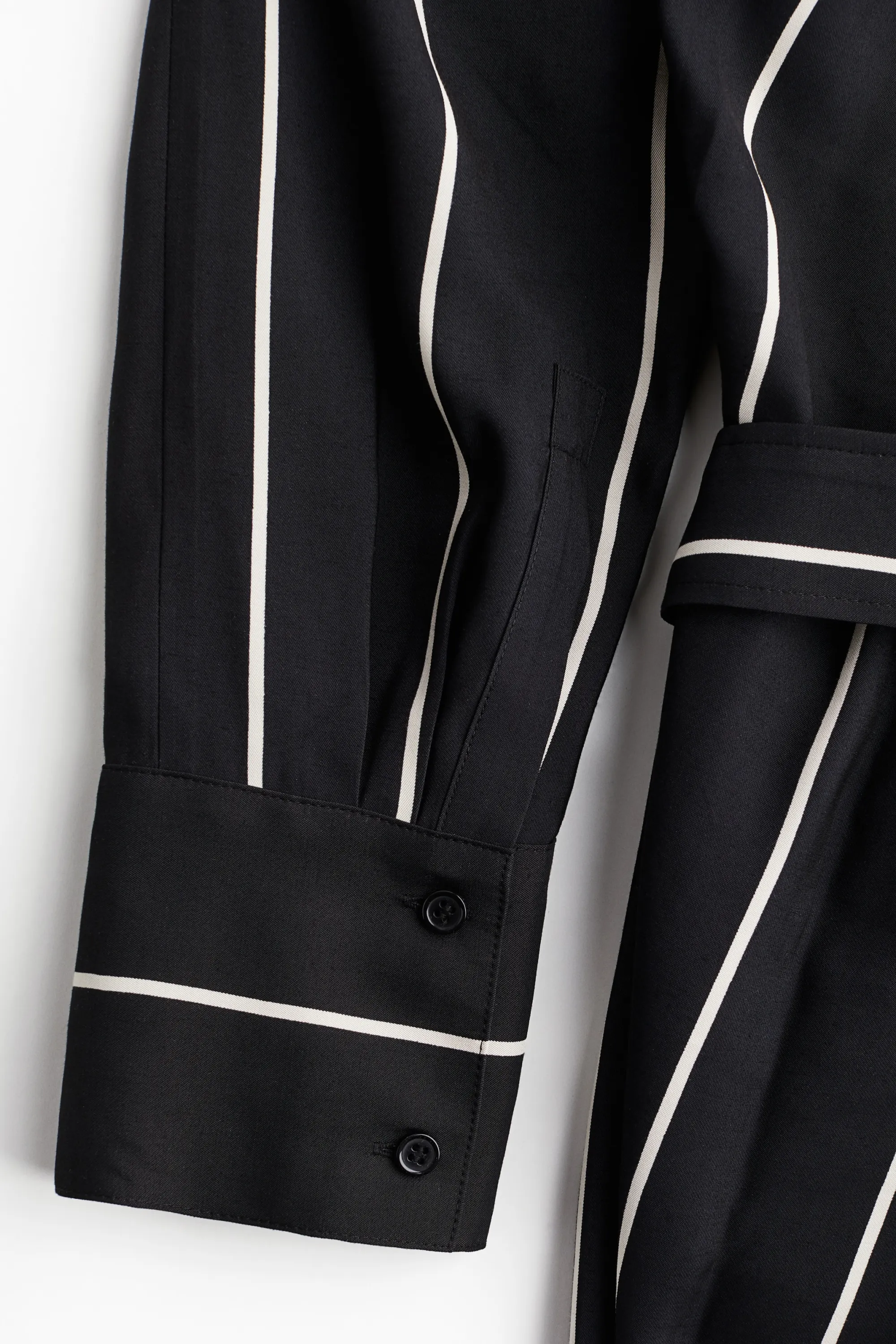 Robe chemise avec ceinture - Noir/rayé