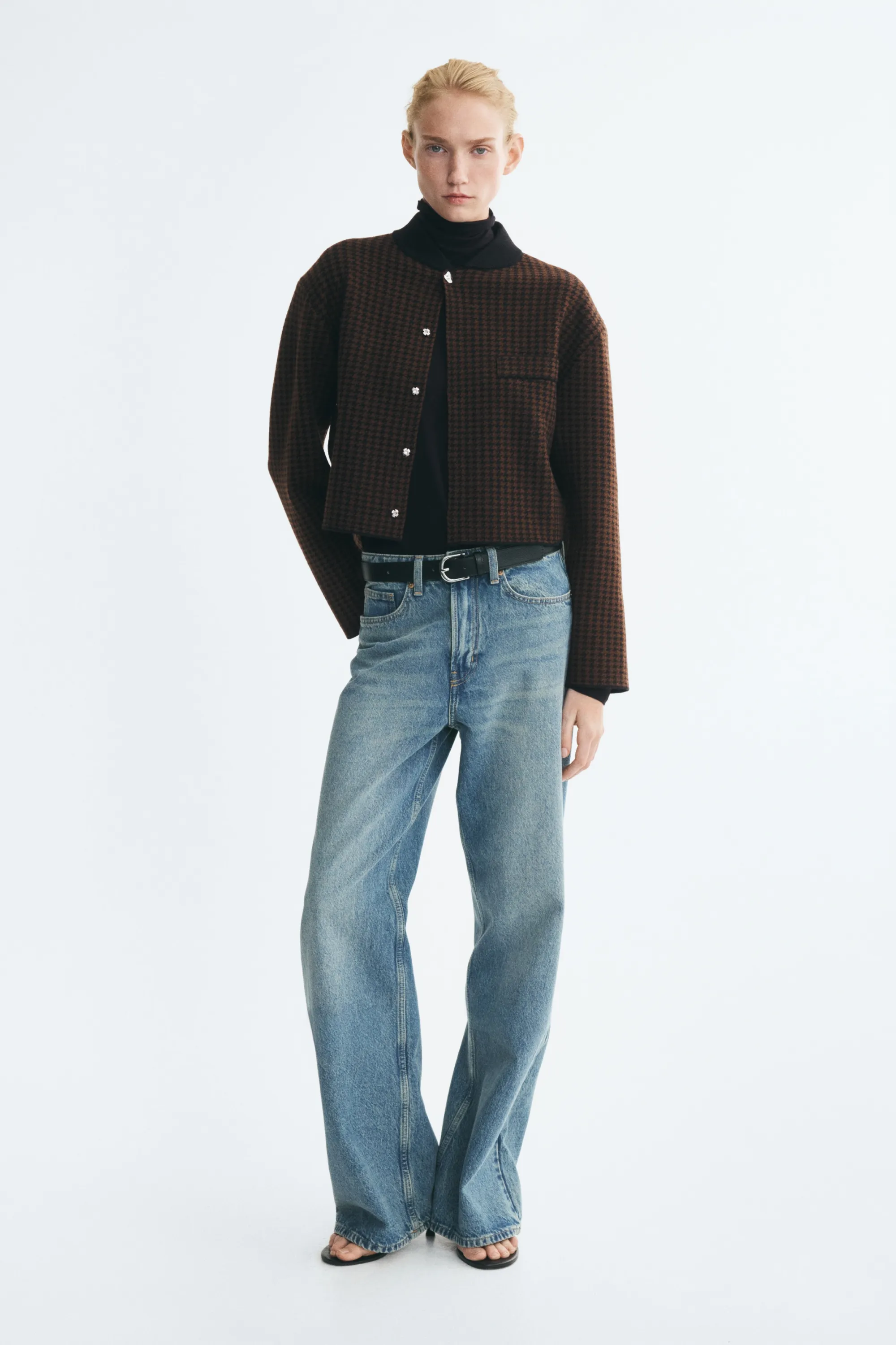 Gilet à épaulettes - Marron/motif pied-de-poule