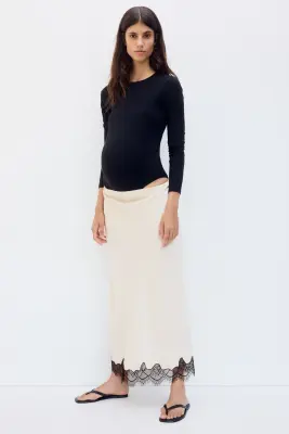 MAMA Slip skirt avec dentelle - Crème/noir — photo 1