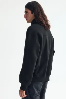Sweat Loose Fit avec col zippé - Noir — photo 3