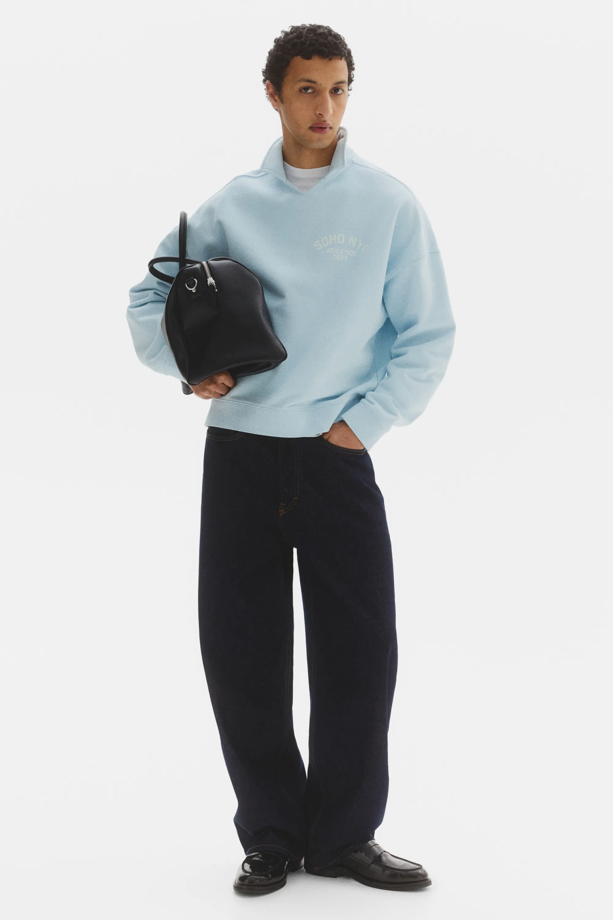 Sweat de rugby Oversized Fit - Bleu clair/Soho NYC