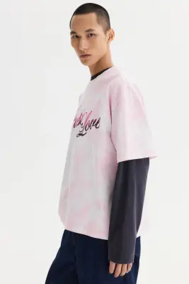 T-shirt à impression thermoréactive Oversized Fit - Rose/Just Love — photo 3