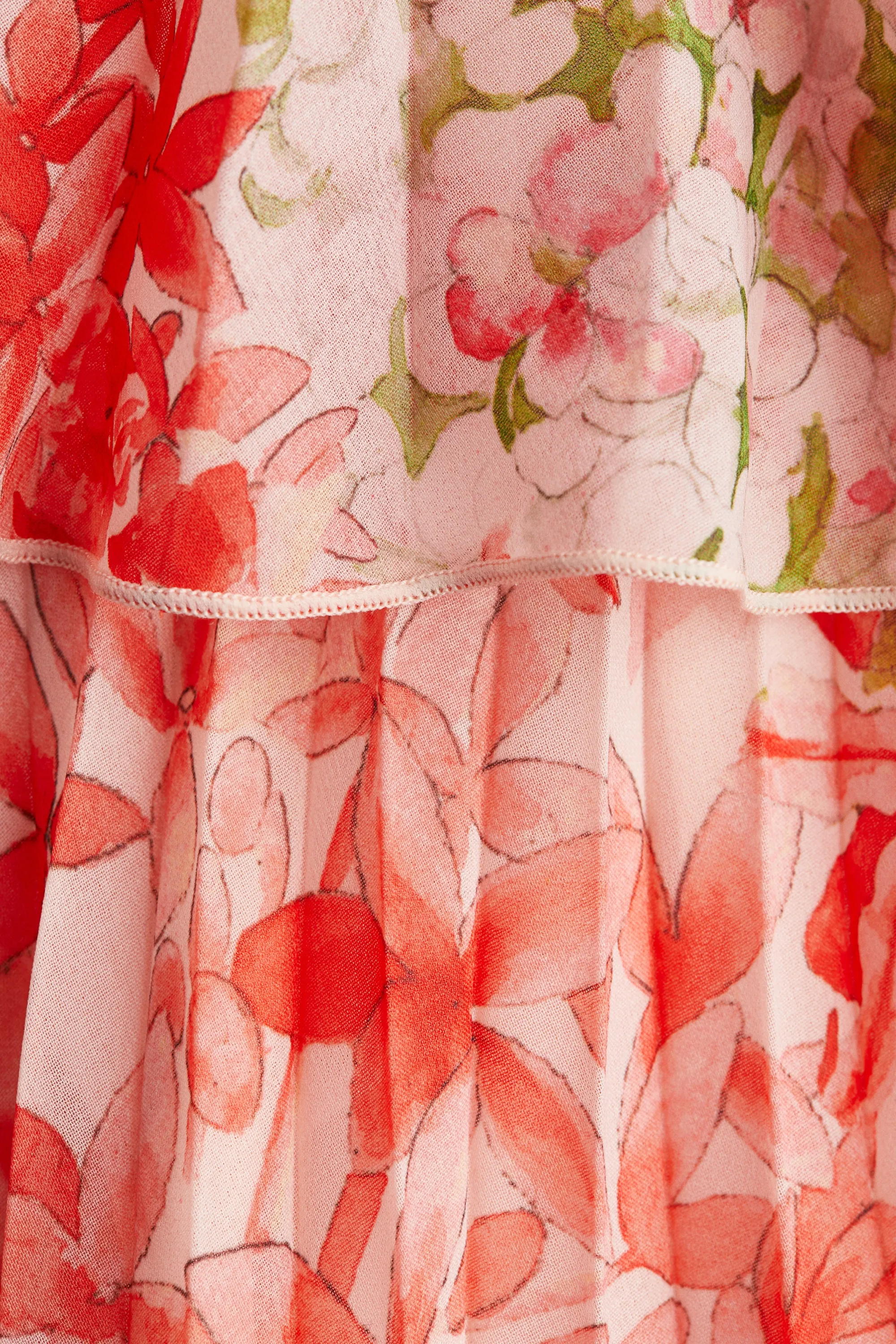 Robe asymétrique plissée - Rose clair/fleuri