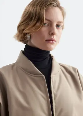 Veste style bomber oversize en laine - Beige — photo 2