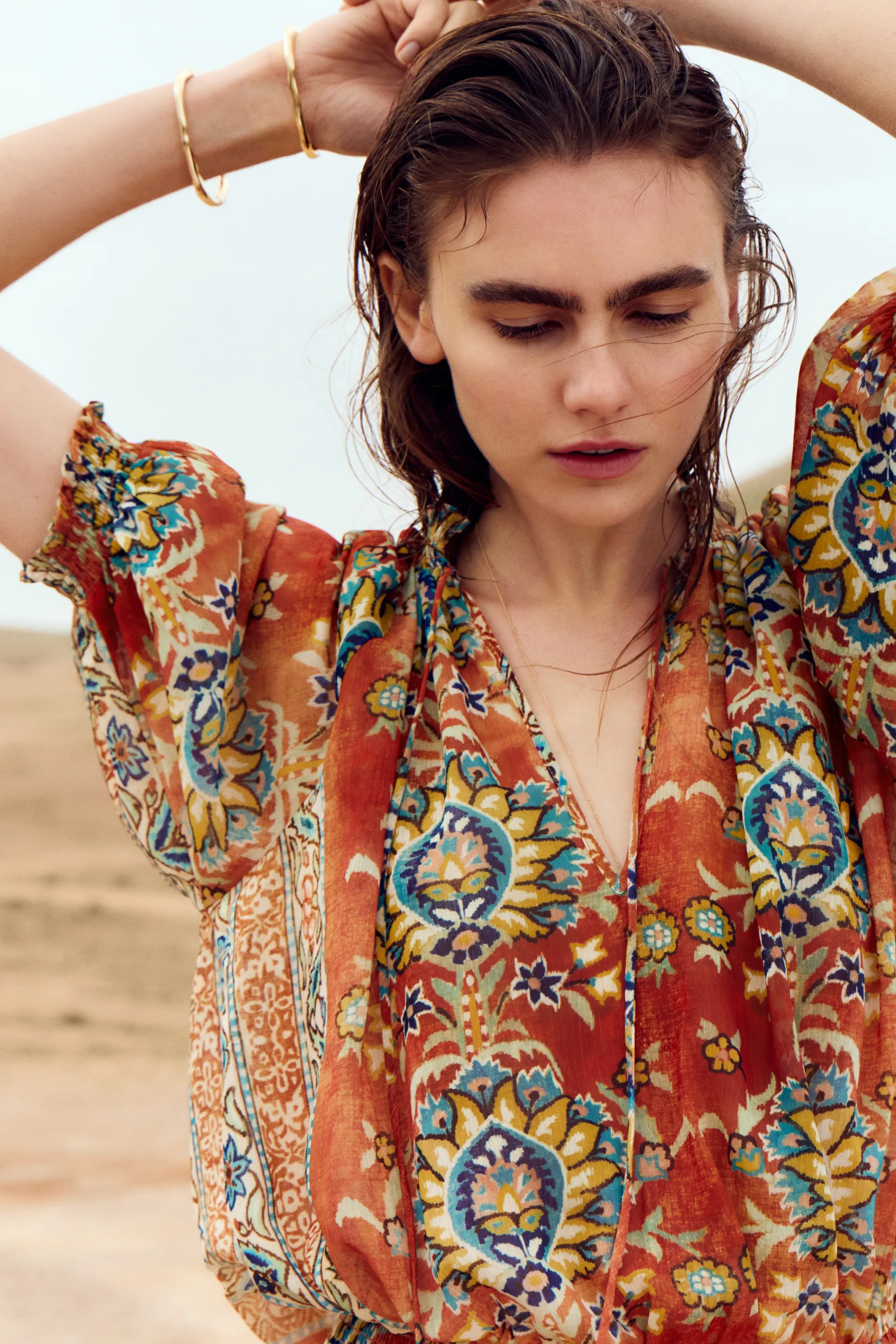 Robe tunique oversize - Orange brûlé/motif