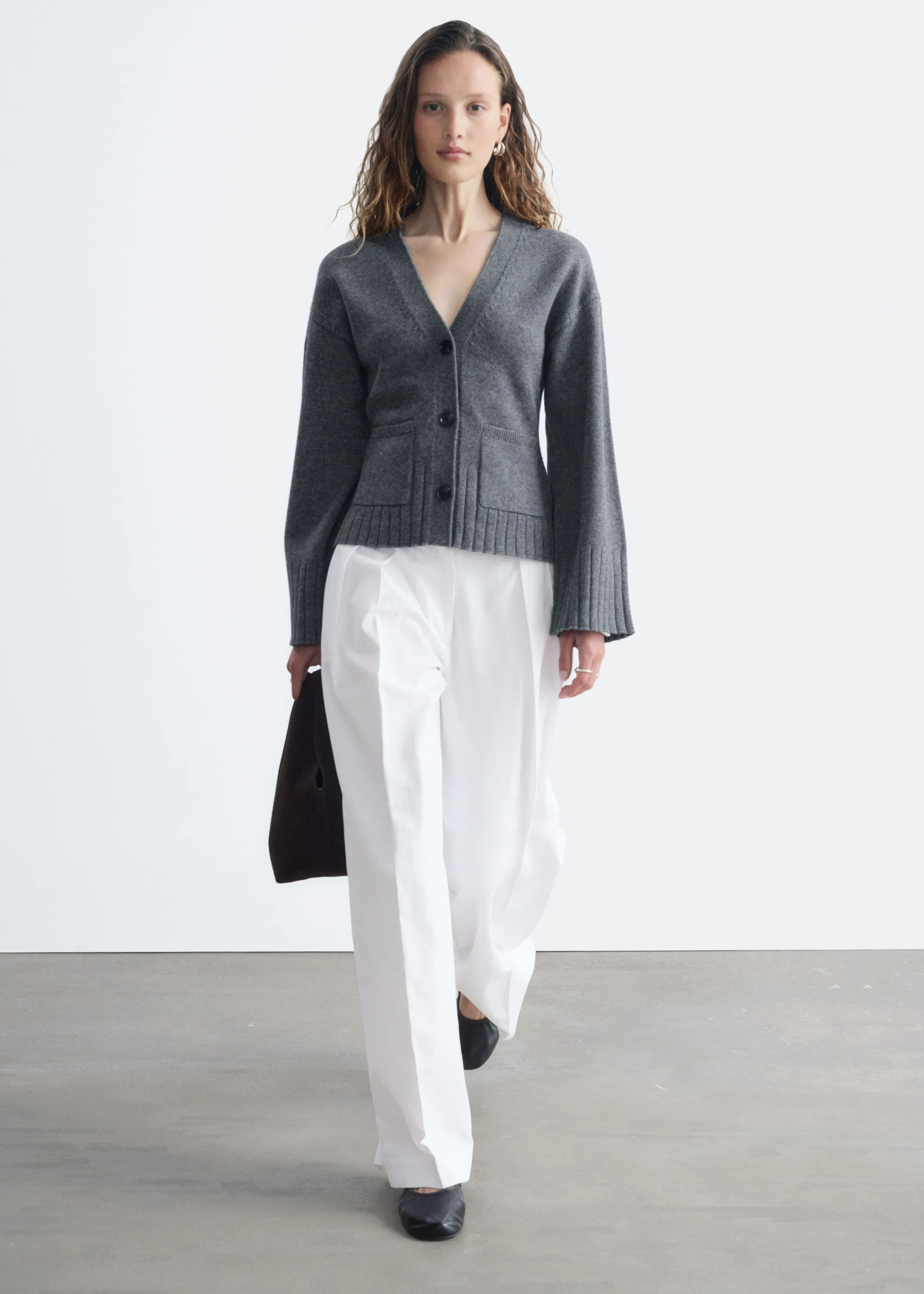 Cardigan cintré en maille - Gris foncé