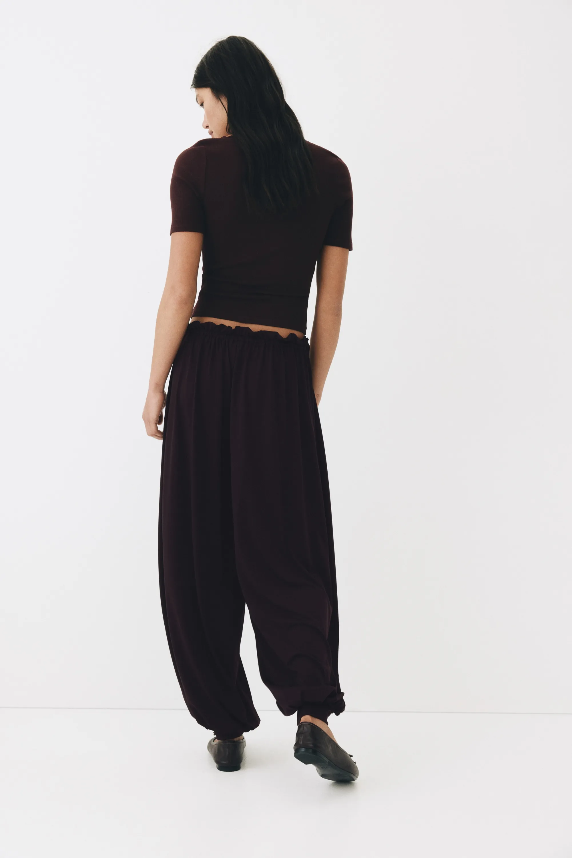 Pantalon en jersey avec jambes ballon - Violet prune