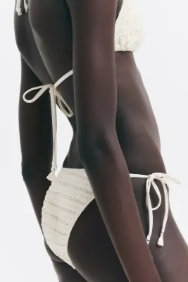 Bas de maillot Tanga à nouer - Crème — photo 3