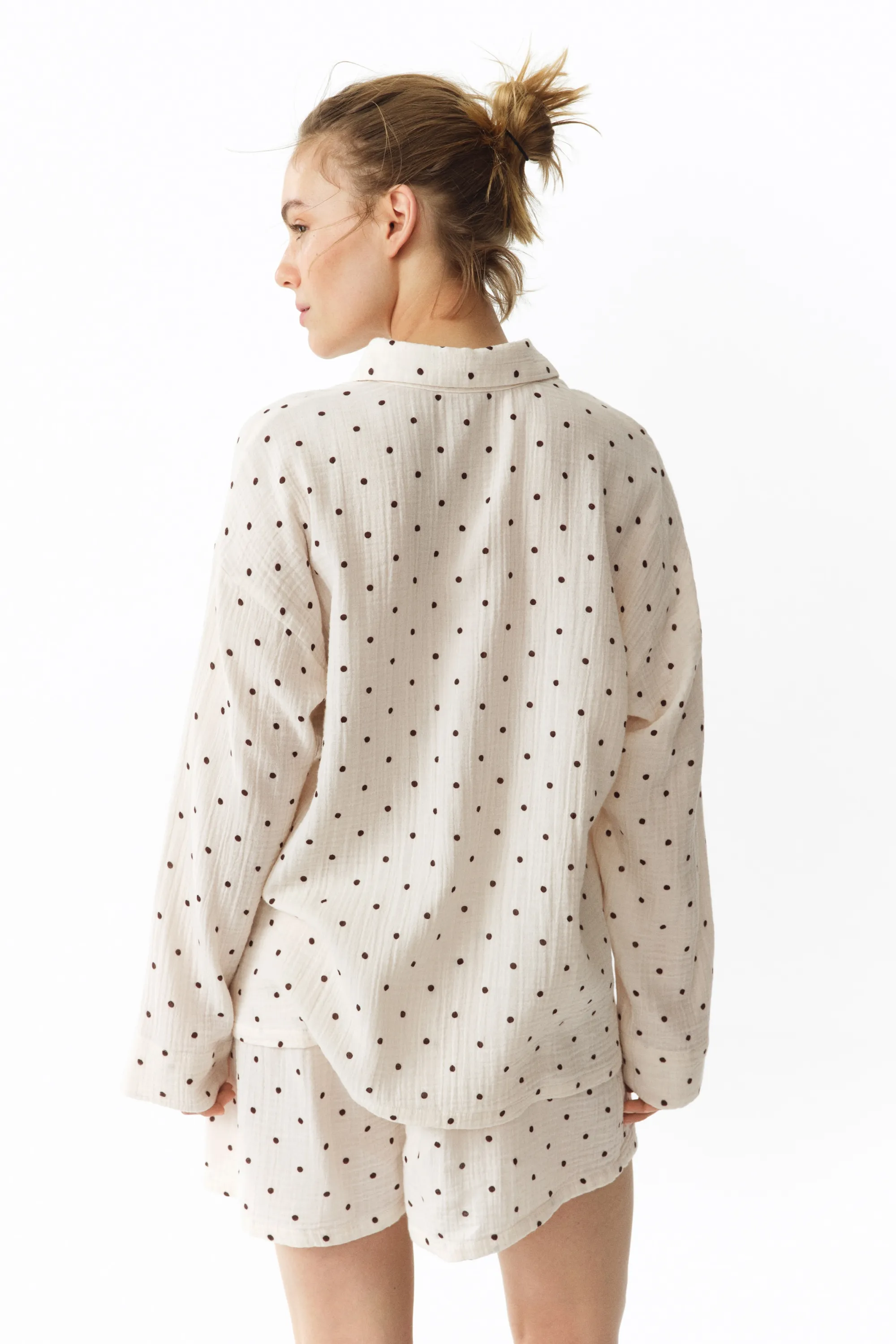 MAMA Pyjama en mousseline Before & After - Crème/pois