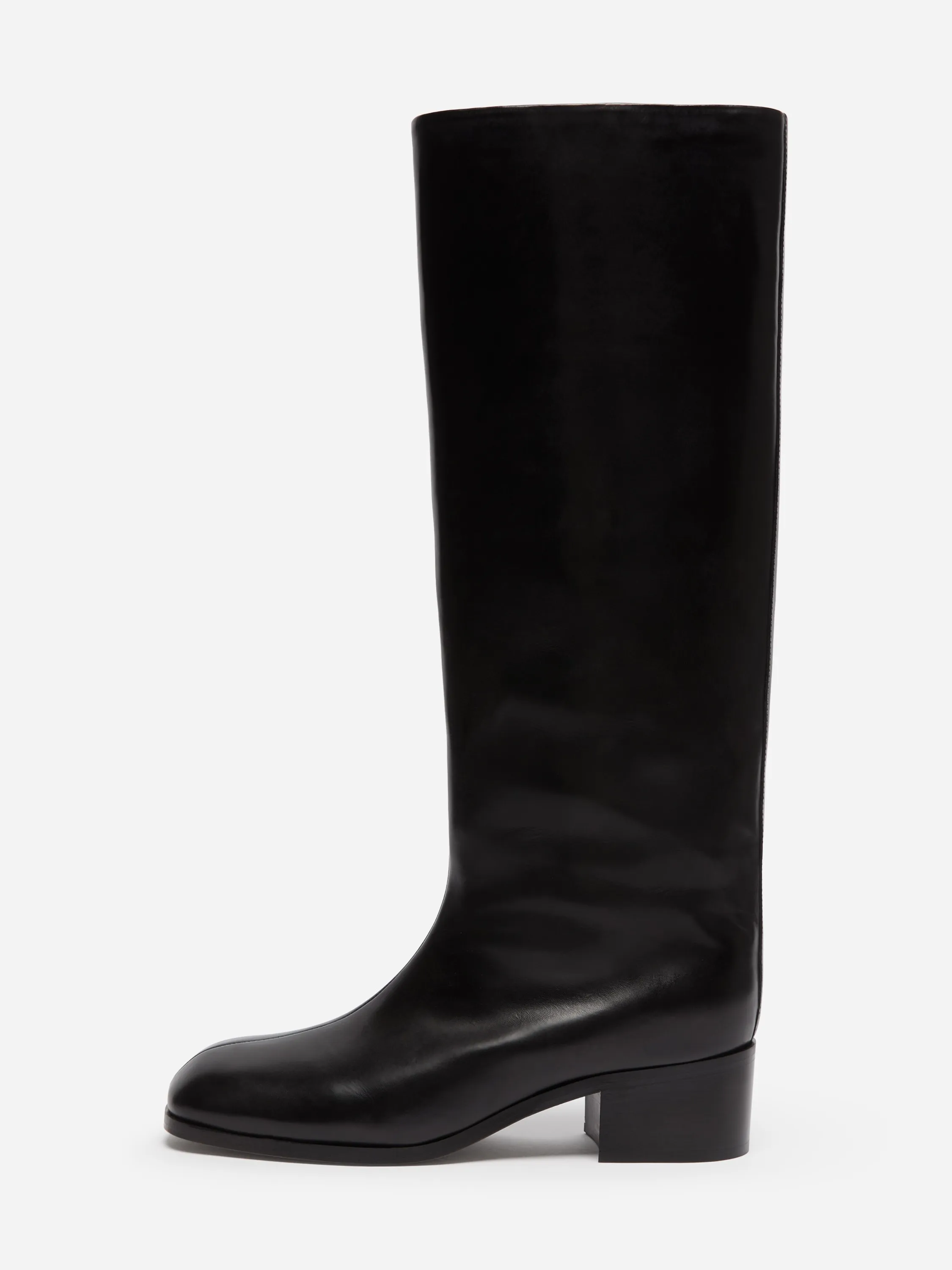Bottes en cuir jusqu'au genou - Noir