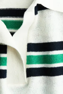 Polo en maille fine - Blanc/rayé — photo 2
