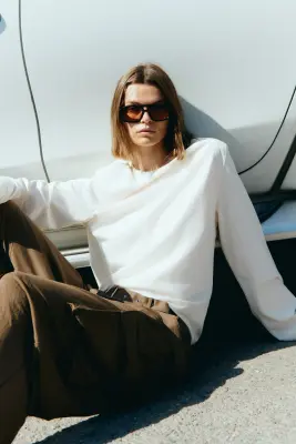 Pantalon cargo avec ceinture - Marron — photo 1
