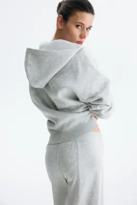 Pantalon jogger à jambes larges - Gris clair chiné — photo 3