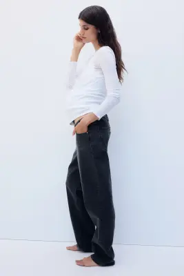 MAMA Straight Low Waist Jeans - Noir denim — photo 2