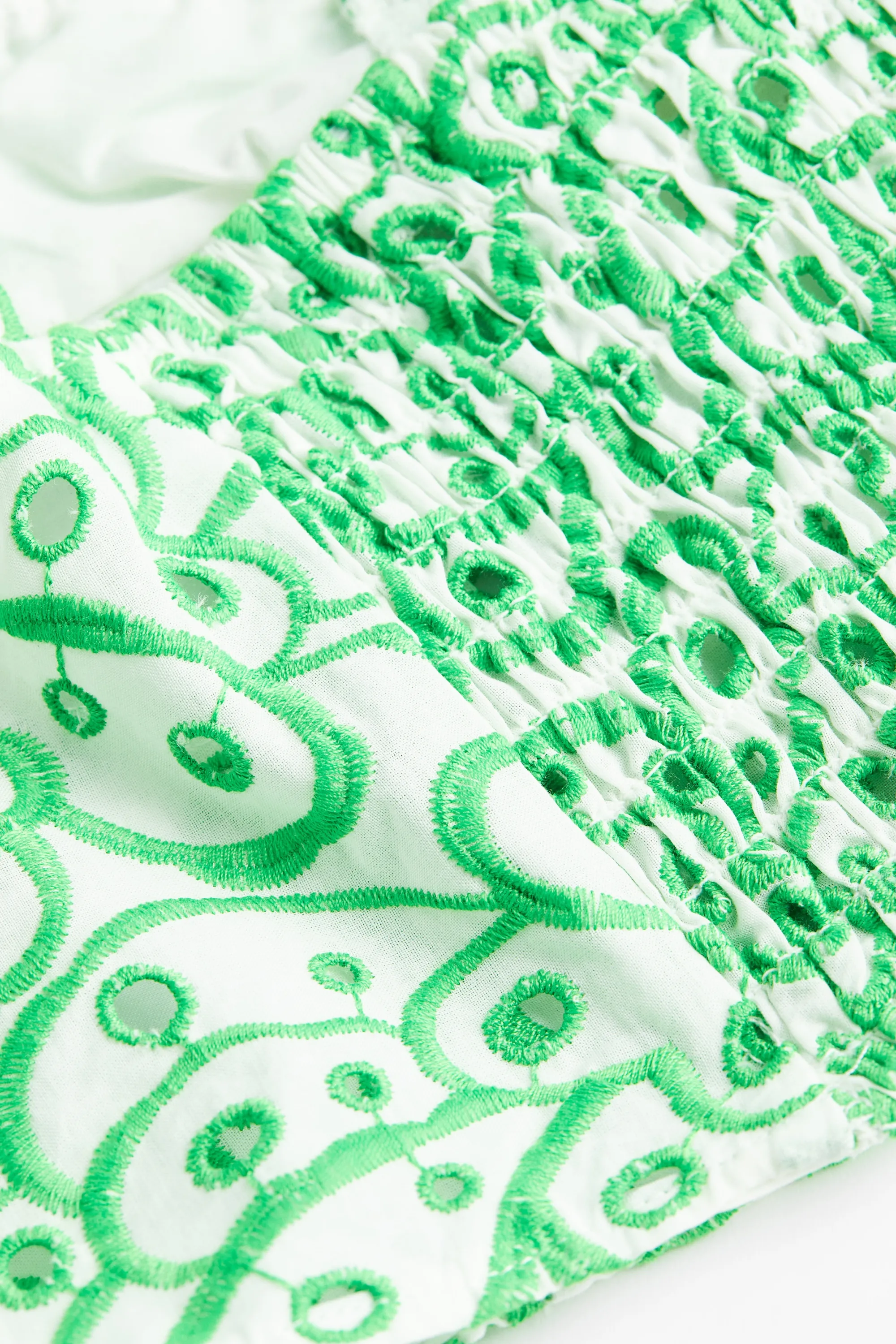Crop top avec broderie anglaise - Blanc/vert