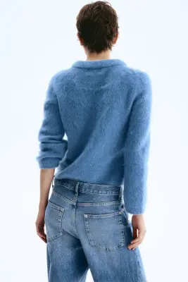 Pull en mohair mélangé - Bleu ancien — photo 4