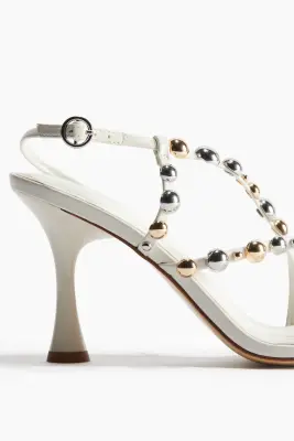 Sandales à talon avec brides fines - Crème — photo 2