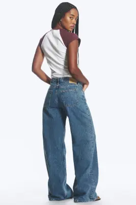 Jean jambe large taille mi-haute Paz - Pony Blue - Bleu moyen — photo 2