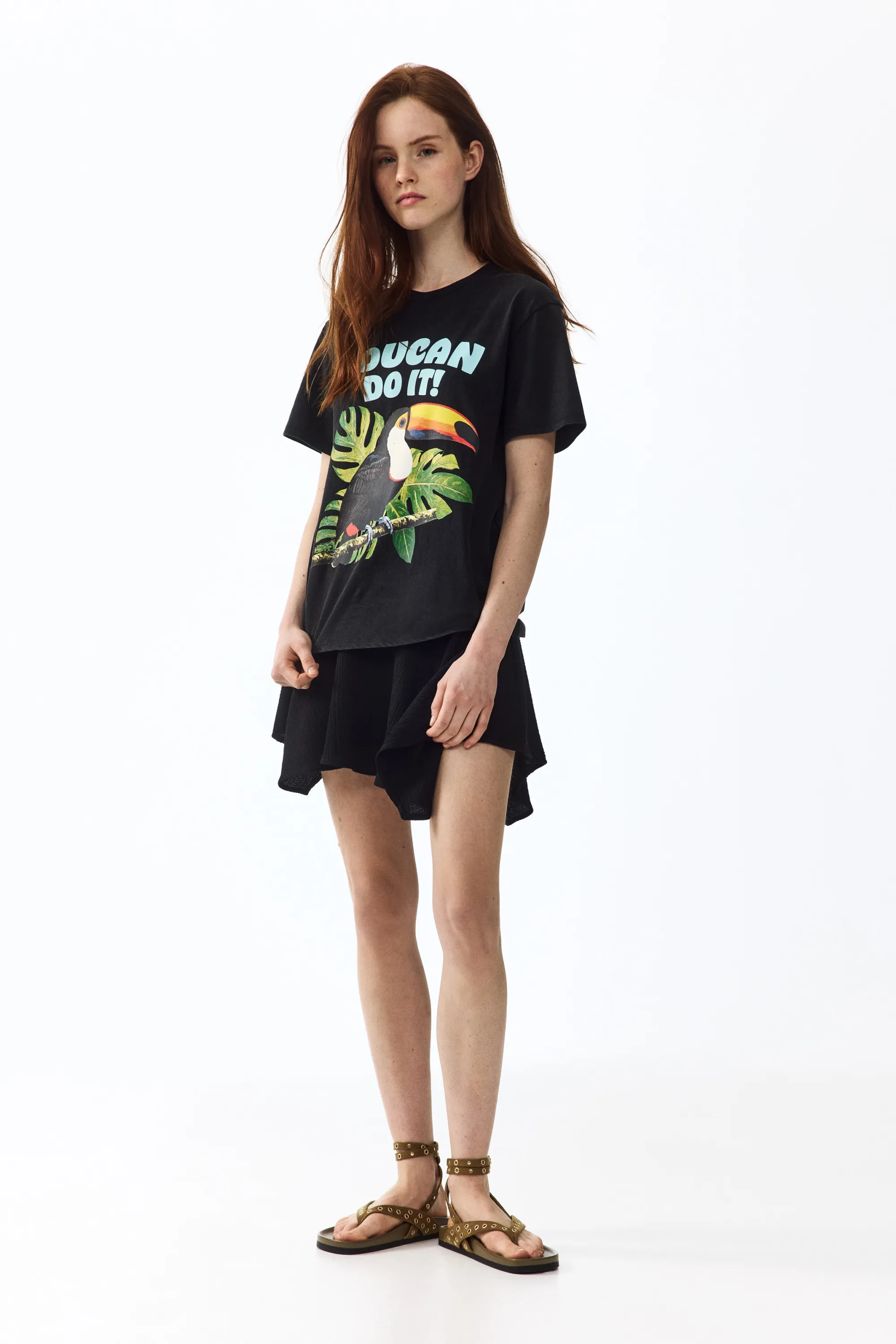 T-shirt avec applications - Noir/toucan