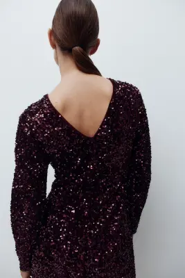 MAMA Robe à sequins - Bordeaux — photo 3