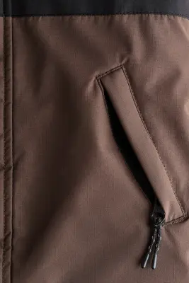 Water-resistant padded jacket - Marron foncé/color block — photo 5