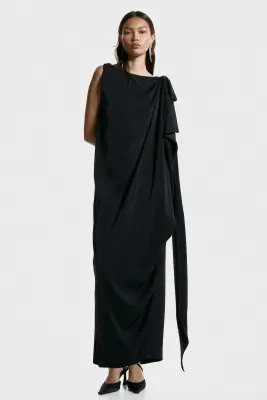 Robe avec détail à nouer - Noir — photo 1
