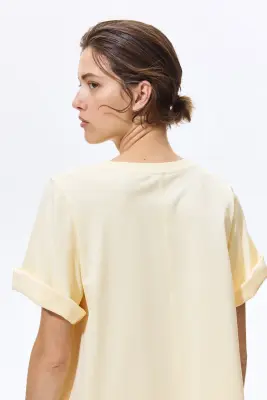 Top en coton pima - Jaune clair — photo 2