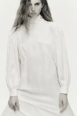 Robe avec détail à nouer - Crème — photo 1