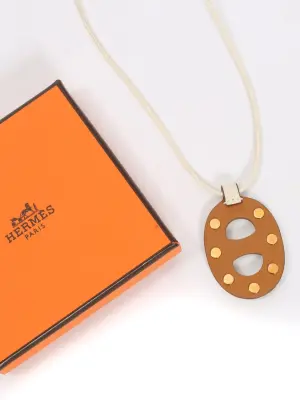 Collier pendentif chaîne d'ancre petit modèle en cuir et studs Prix boutique 500€ — photo 4