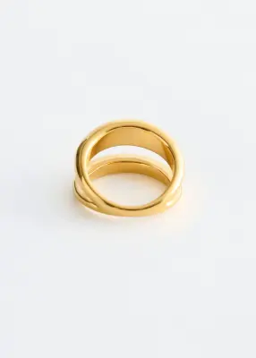 Bague à deux anneaux - Doré — photo 2