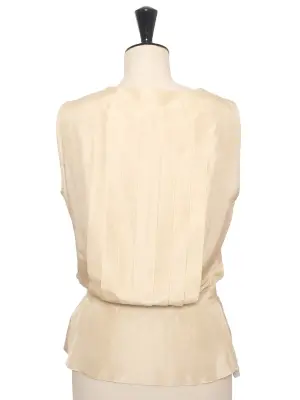 Top en soie blanc crème bouton bijoux doré Prix boutique 3200€ Taille XS — photo 5