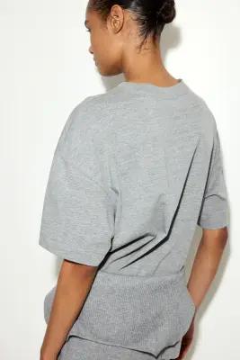 T-shirt oversize - Gris chiné — photo 2