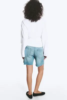 T-shirt froncé à manches longues - Blanc — photo 1