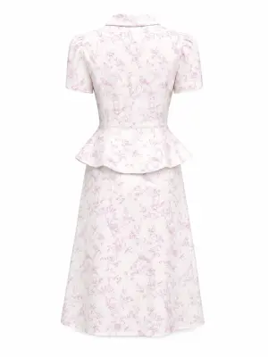Andi Peplum Blouse - Lavender Toile de Jouy Birds — photo 3