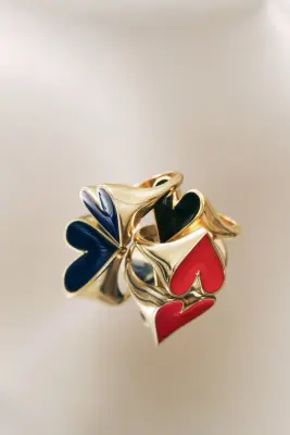 Bague Faustine doré coeur marine — photo 3