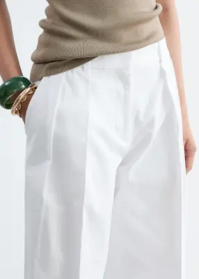 Pantalon plissé en coton et lin - Blanc — photo 2