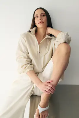 Short Easy-care Loose Fit en lin mélangé - Beige clair — photo 1