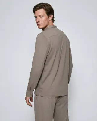 Chemise Coffee Latte Manches Longues en Coton / Lin — photo 4