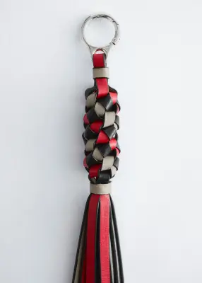 Breloque de sac à pampille en cuir - Rouge/Noir/Gris — photo 1