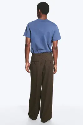 Nate Pantalon Taille Standard Coupe Droite Ample - Rayures fines marron — photo 3