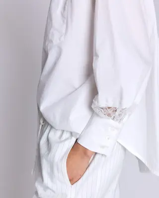 Chemise Leonor blanc naturel et dentelle — photo 4