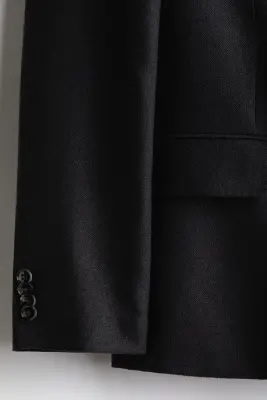 Veste croisée Relaxed Fit en lin mélangé - Noir — photo 2