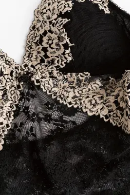 Body en dentelle avec bonnets paddés - Noir/crème — photo 5