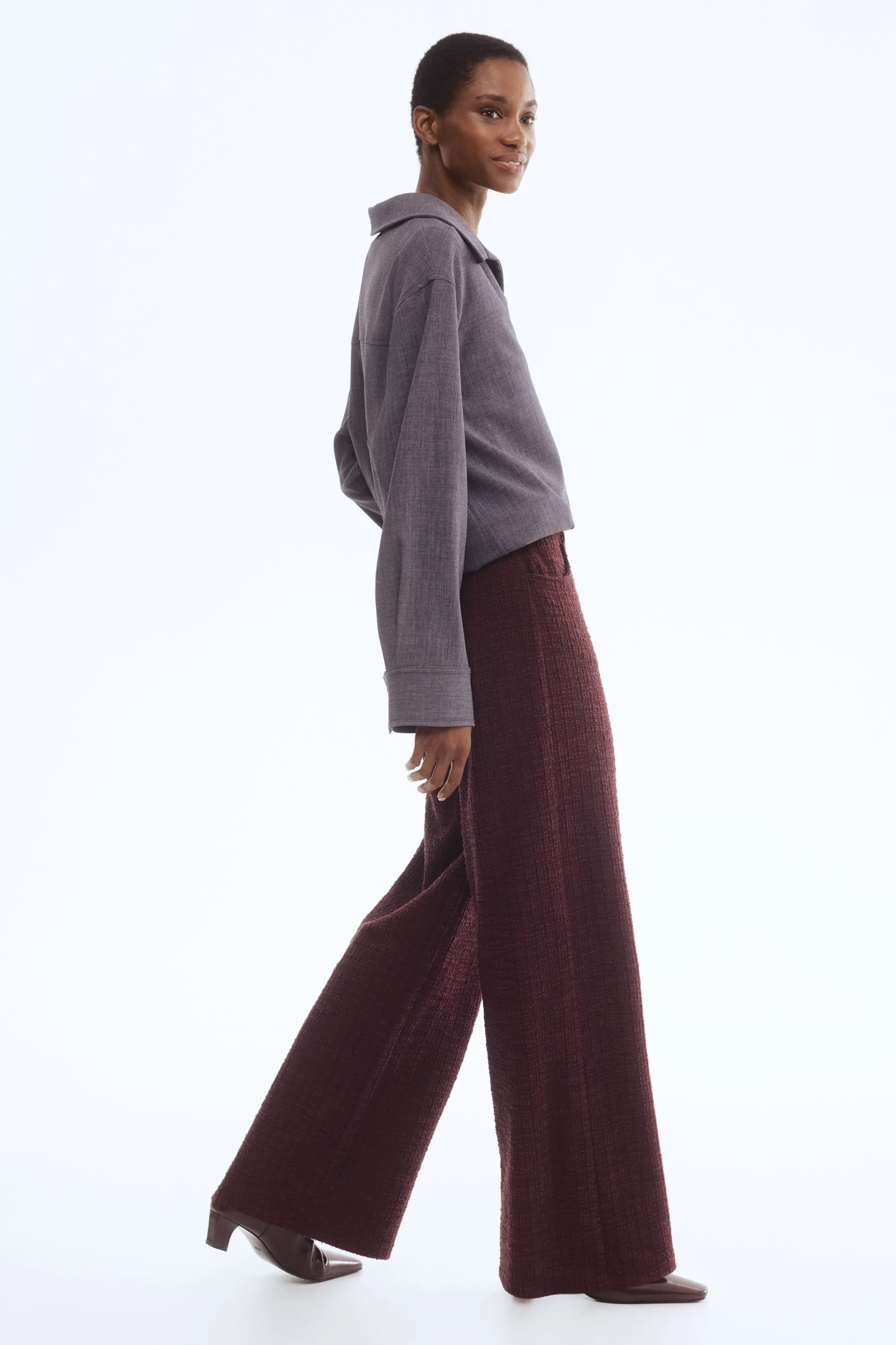 Pantalon en bouclette - Bordeaux