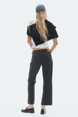 Bootcut Regular Waist Cropped Jeans - Noir denim — photo 3