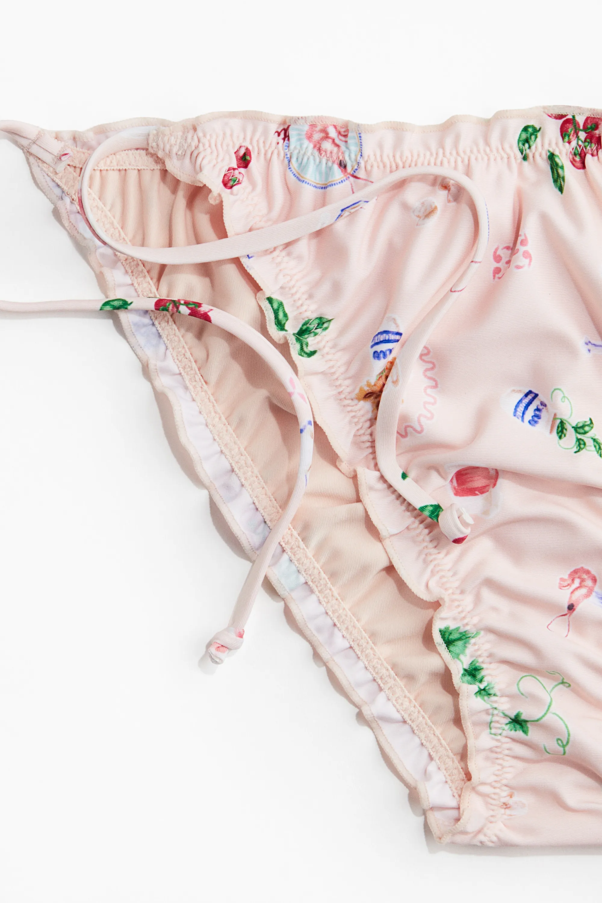 Bas de maillot Tanga à nouer - Rose clair/motif