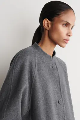 VESTE À SILHOUETTE ARRONDIE EN LAINE DOUBLE FACE - GRIS CHINÉ — photo 4